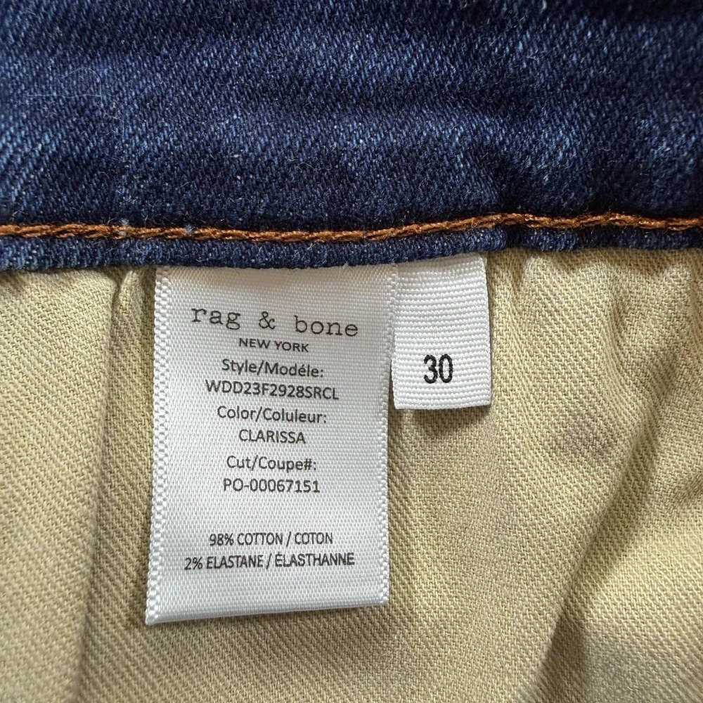 Rag & Bone Peyton Mid-Rise Bootcut Jeans Womens Size 30 Blue Raw Hem Cropped - Picture 12 of 13